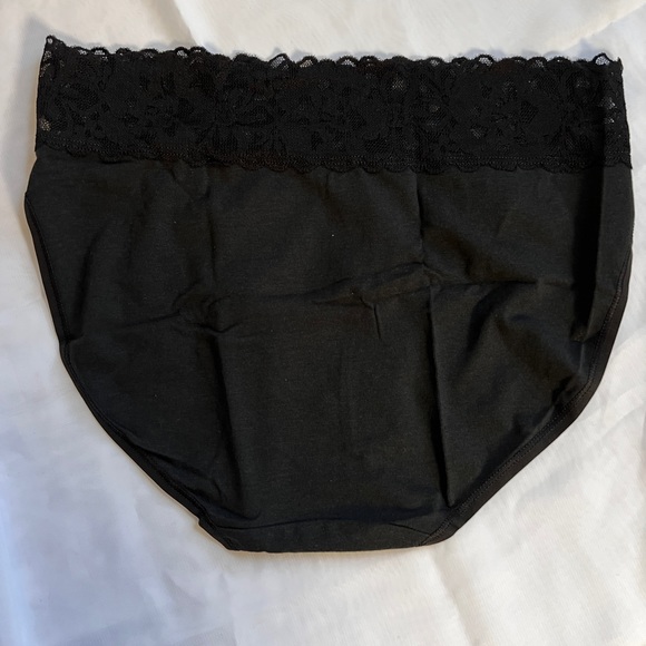 Victoria Secret Lace Waist Cotton High Leg Brief Pantie Super Soft stretch Black - Picture 6 of 6